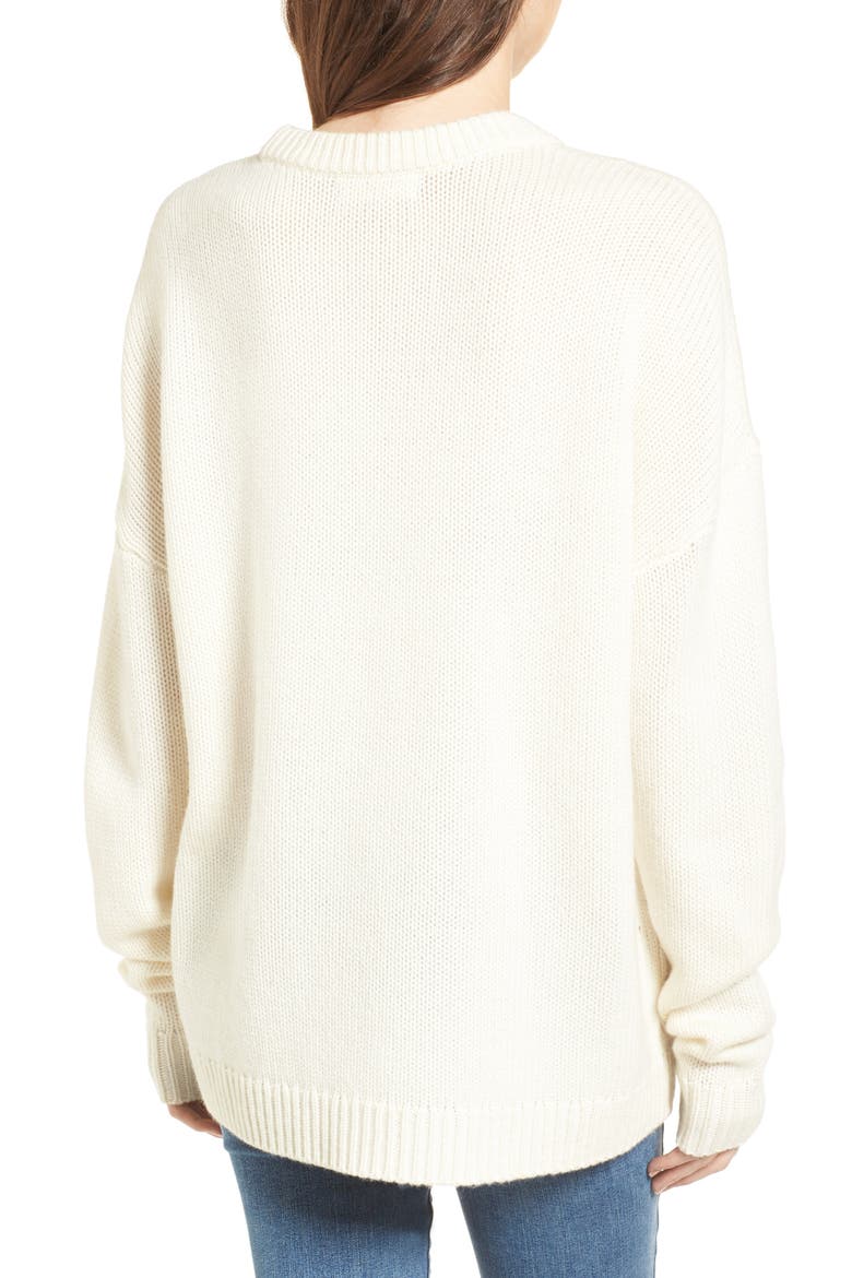 x Something Navy Crewneck Sweater, Alternate, color, IVORY