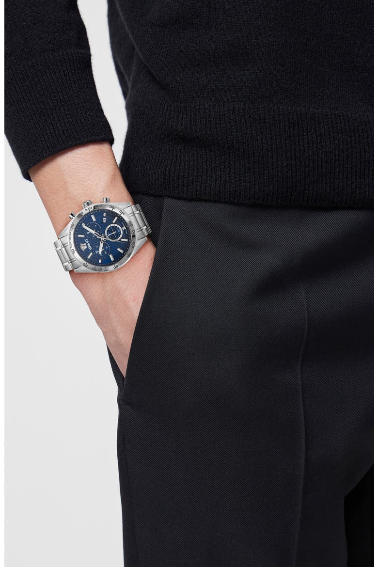 V-Code Chronograph Bracelet Watch, 41mm, Alternate, color, STAINLESS STEEL