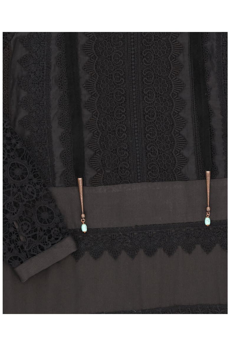 Crochet Satin Mini Dress, Alternate, color, Black