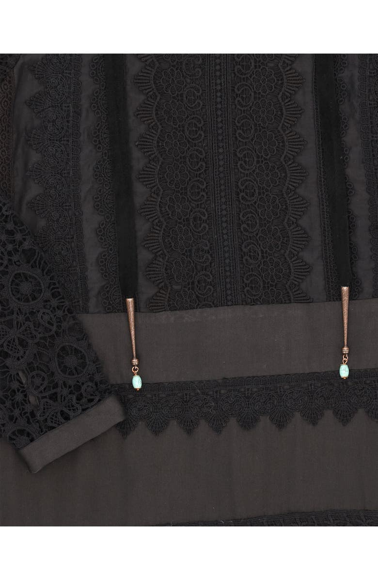 Fortela Crochet Satin Mini Dress, Alternate, color, Black