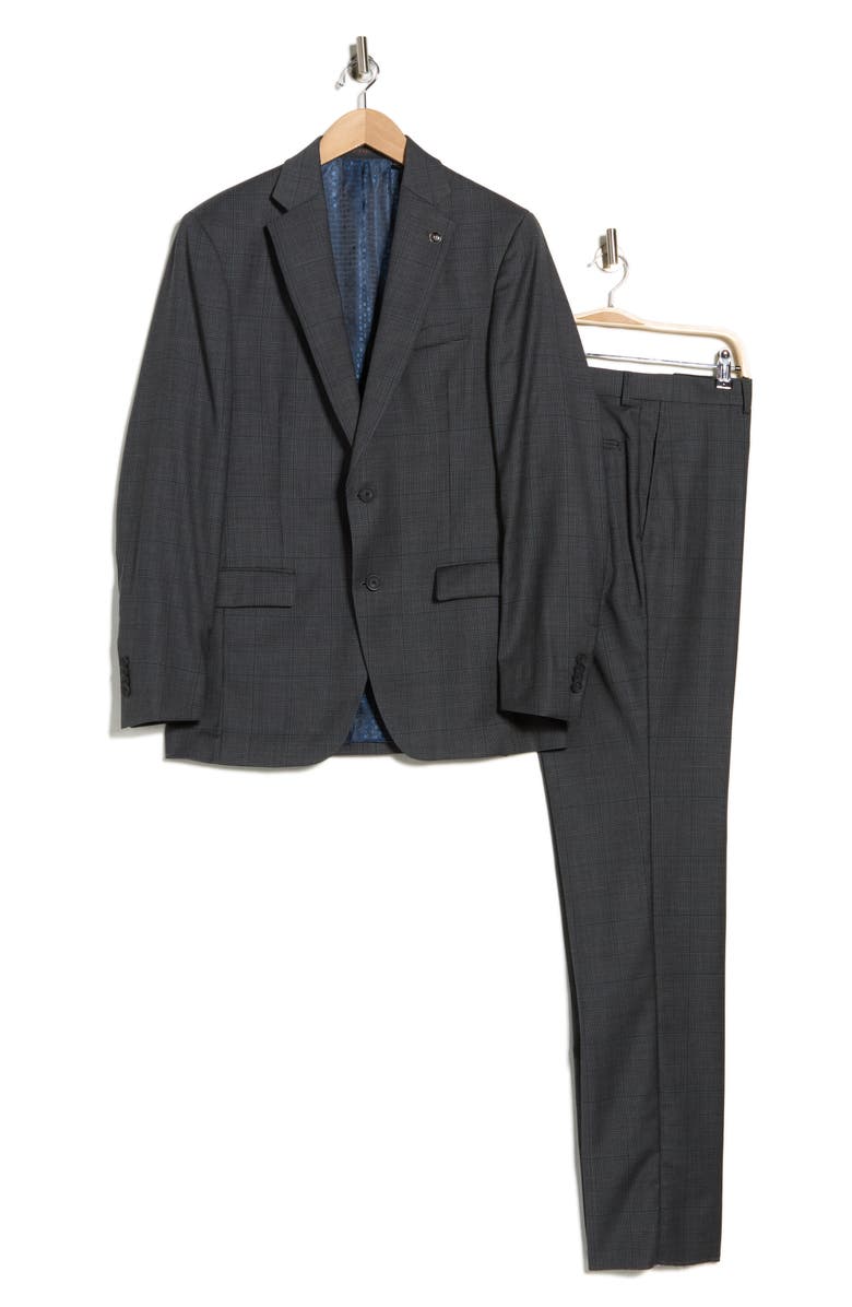 No Ordinary Joe by Ted Baker Jake Grey Check Wool Suit, Alternate, color, Mid Grey