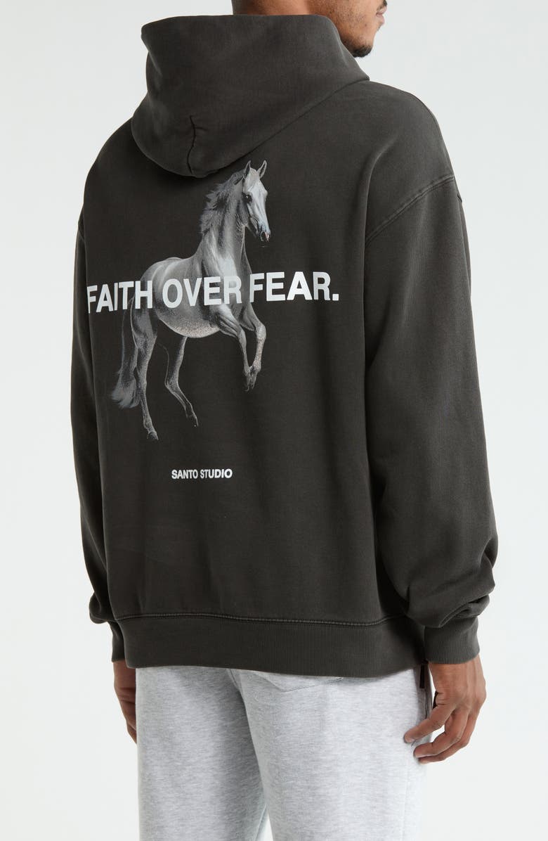 SANTO STUDIO Faith Over Fear Graphic Hoodie, Alternate, color, Black