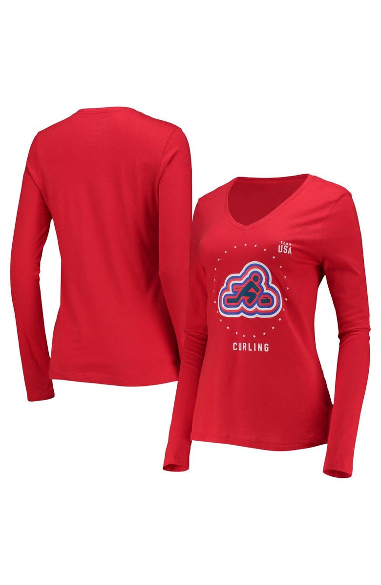 FANATICS Women's Fanatics Branded Red Team USA Curling Long Sleeve T-Shirt, Main, color, Red