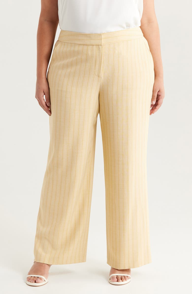 Tahari ASL Stripe Wide Leg Pants, Main, color, Ochre