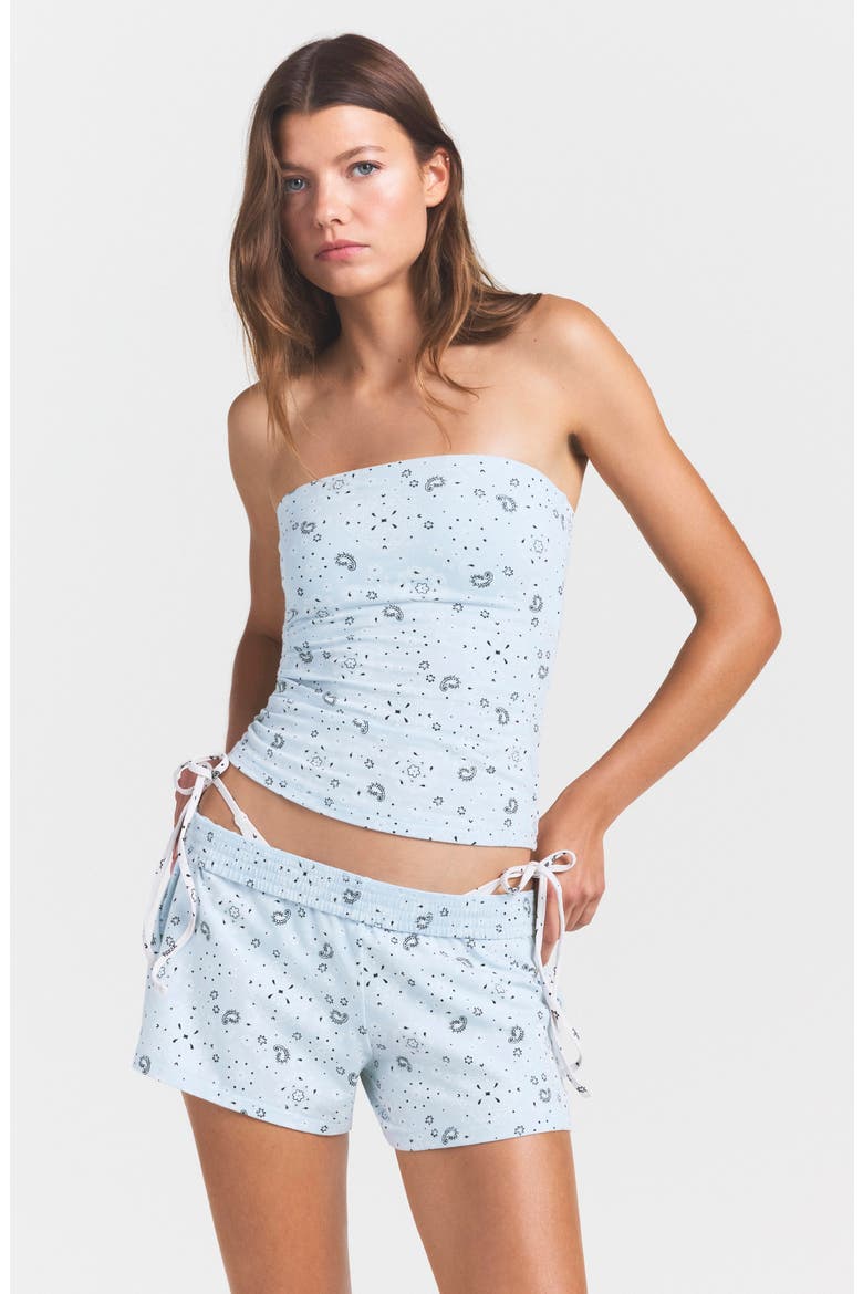 Stretch Cotton Jersey Shorts, Alternate, color, POWDER BLUE BANDANA