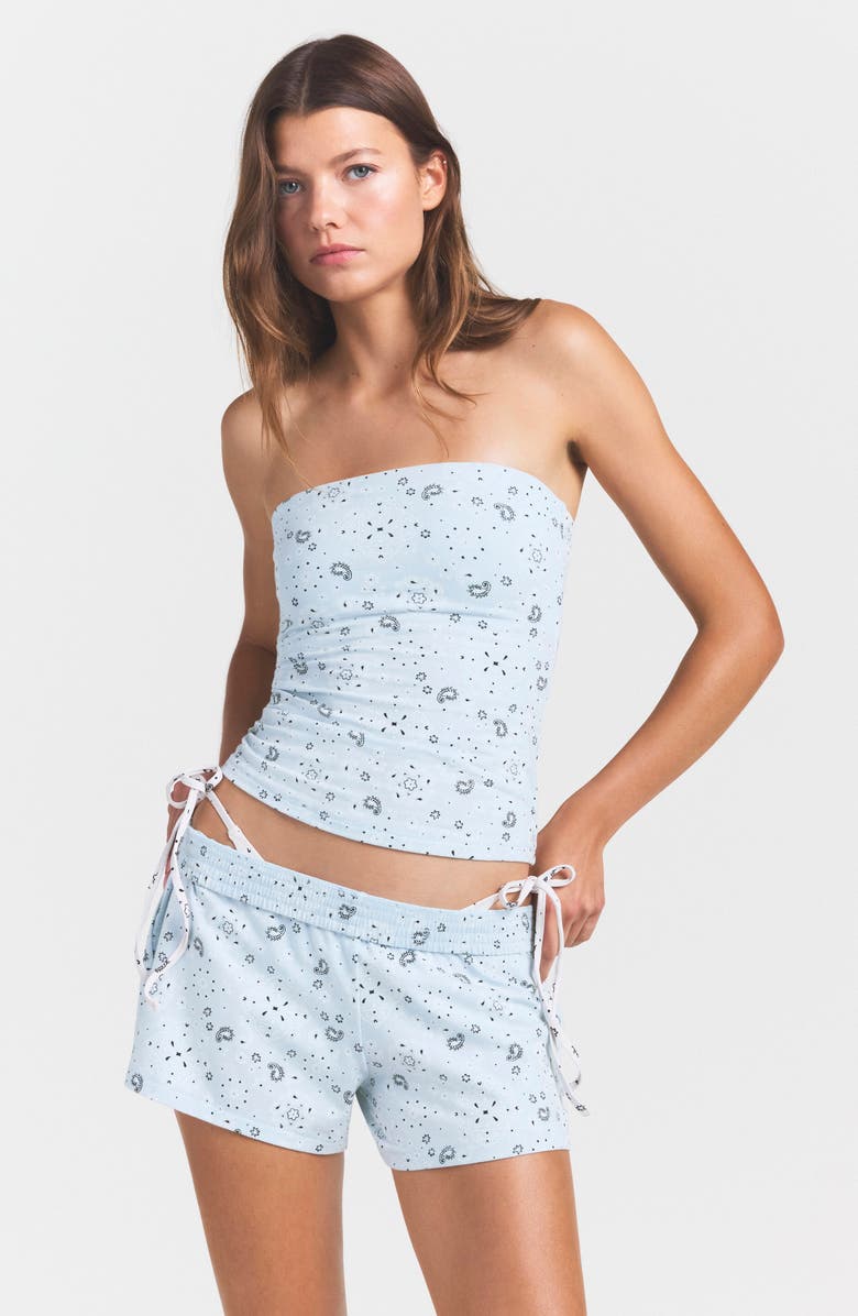 SKIMS Stretch Cotton Jersey Shorts, Alternate, color, Powder Blue Bandana