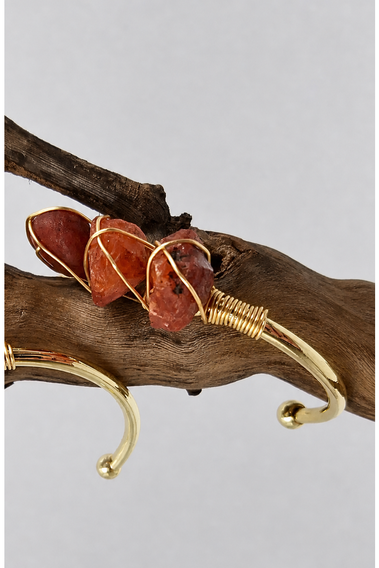 Gemstone Wire Wrapped Bracelet, Alternate, color, Carnelian Yellow Gold