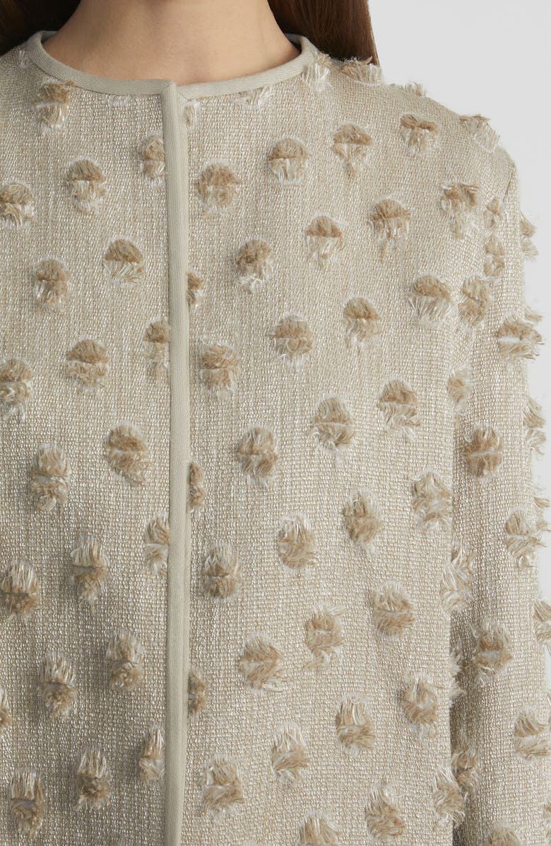 Lafayette 148 New York Clip Dot Jacquard Open Front Jacket, Alternate, color, Plaster Iridescent