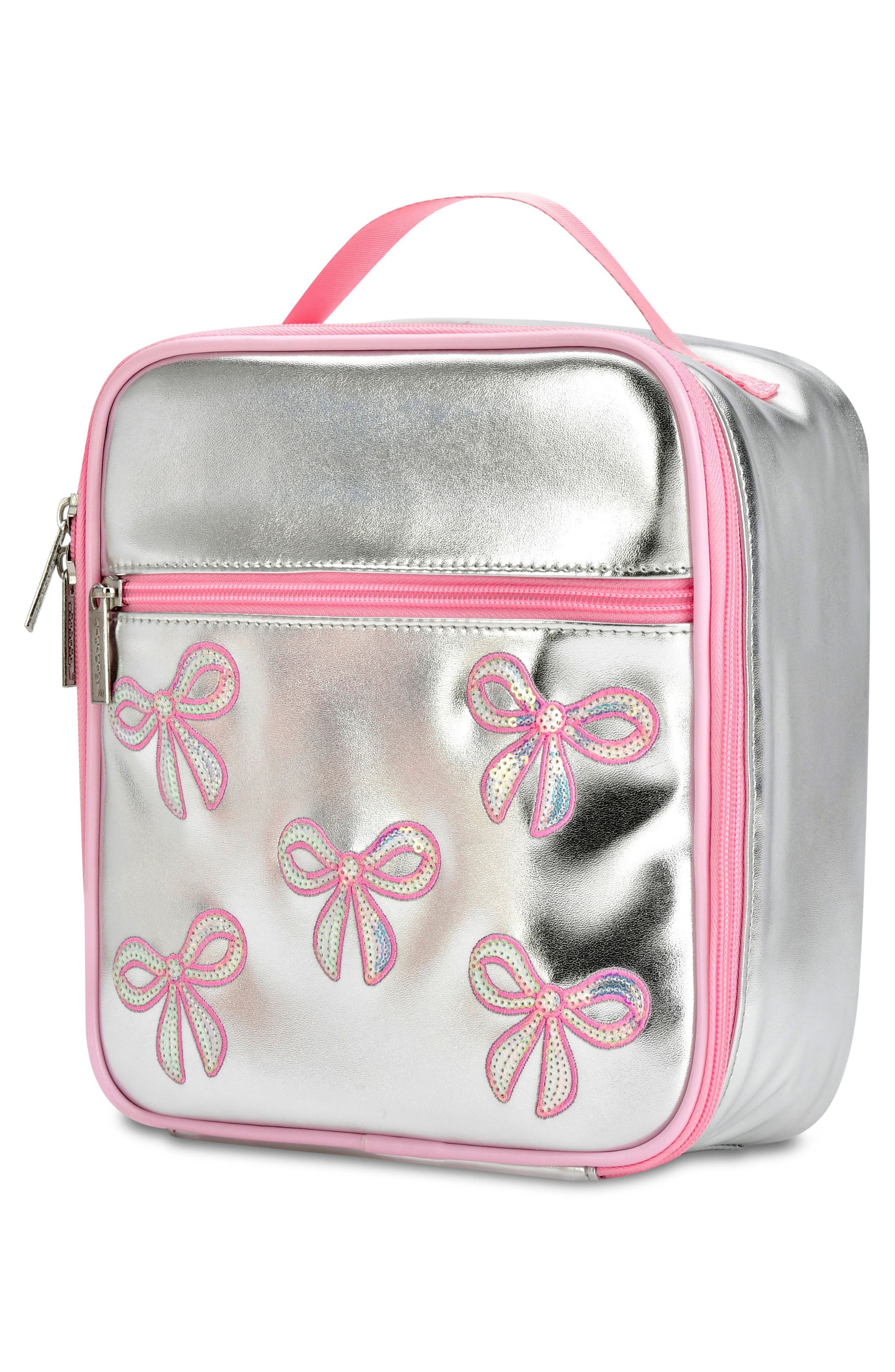 Iscream Kids' Silver Sequin Bows Lunch Tote, Alternate, color, Met Silver