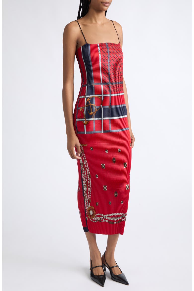 Pleated Scarf Maxi Dress, Alternate, color, RED MULTI PRINT