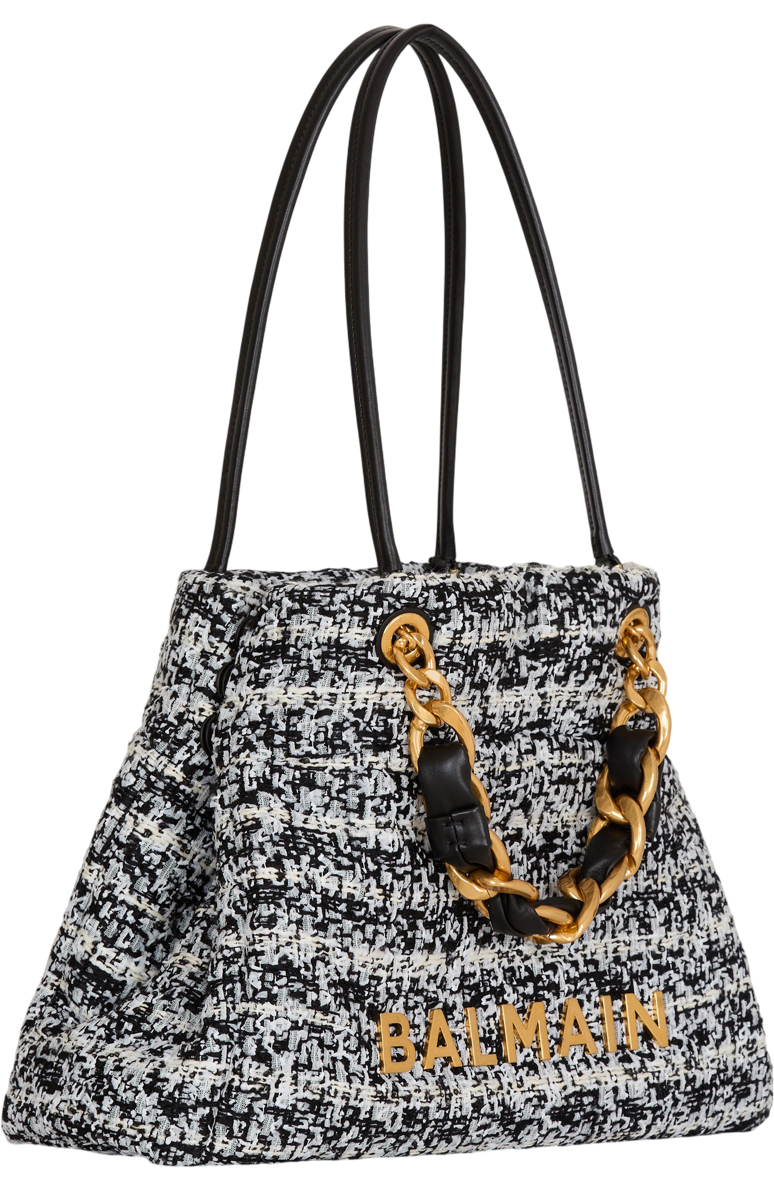 1945 Soft tweed tote bag, Alternate, color, black
