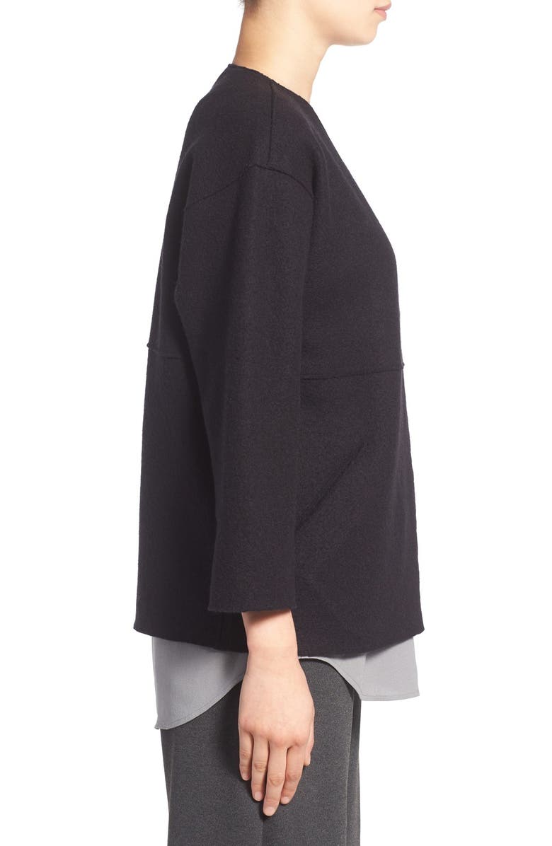 Eileen Fisher Round Neck Wool Jacket, Alternate, color,