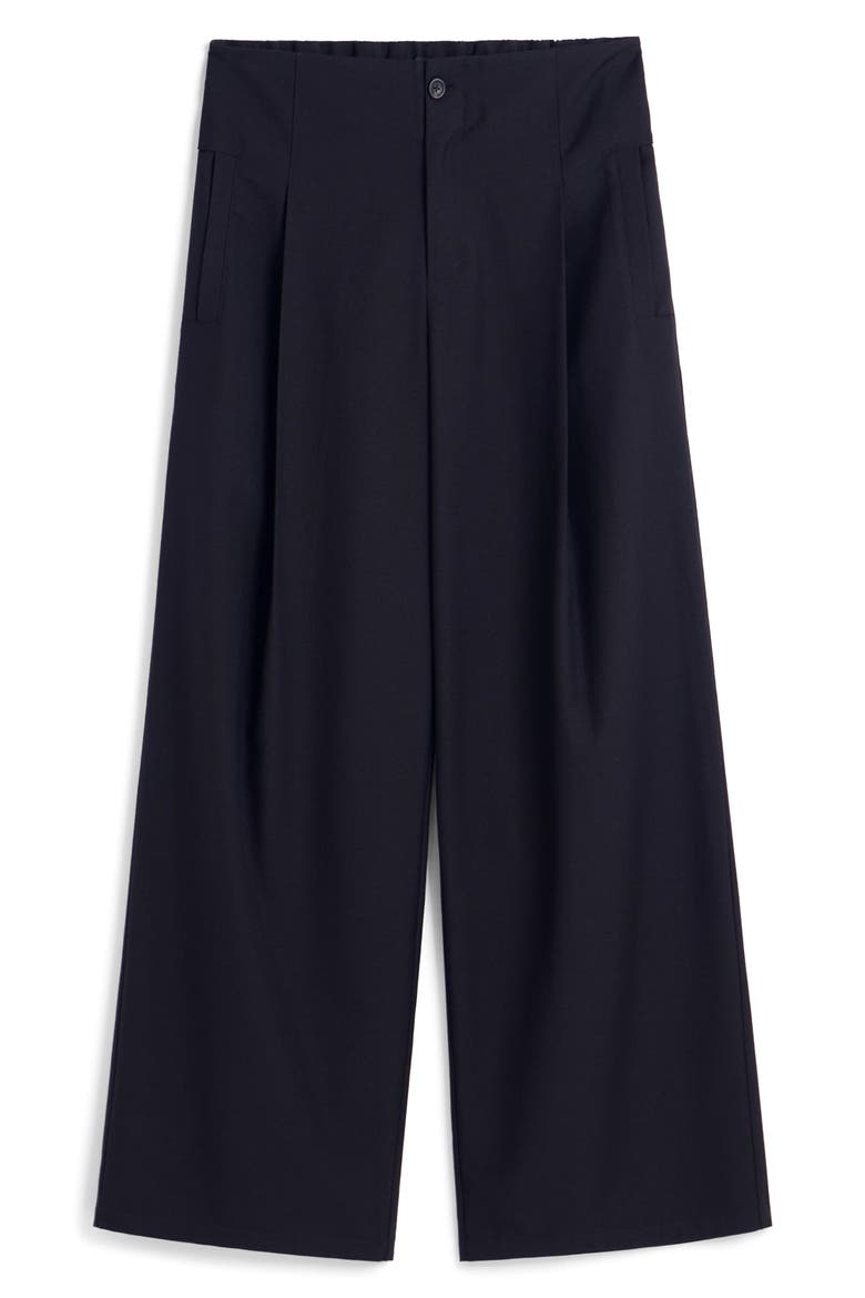 Pleated Wide Leg Trousers, Main, color, BLACK