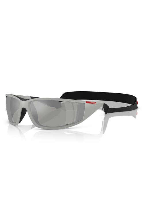 Prada Linea Rossa 85mm Rectangular Sunglasses In Grey Silver