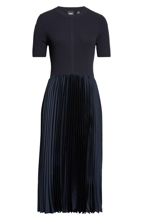 Fadridi Short Sleeve Mixed Media Midi Dress