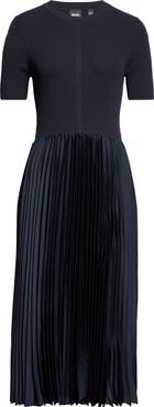 BOSS Fadridi Short Sleeve Mixed Media Midi Dress