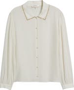 FRAME The Bead Embellished Silk Button-Up Shirt