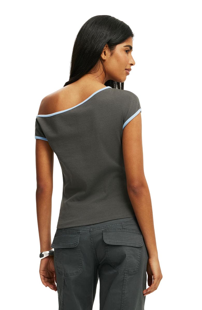 Cotton On Women's Off Shoulder Graphic Tee, Alternate, color, 85  Slate