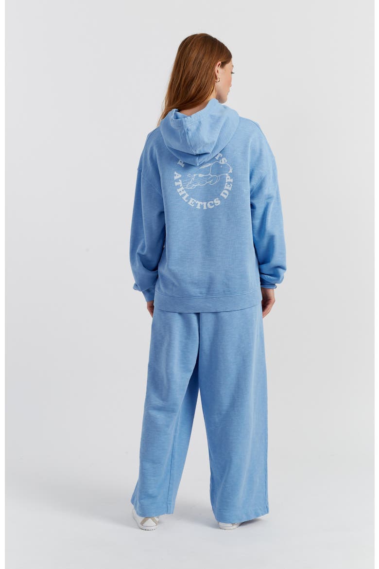 Snoopy Graphic Jog On Cotton Hoodie, Alternate, color, Sky Blue