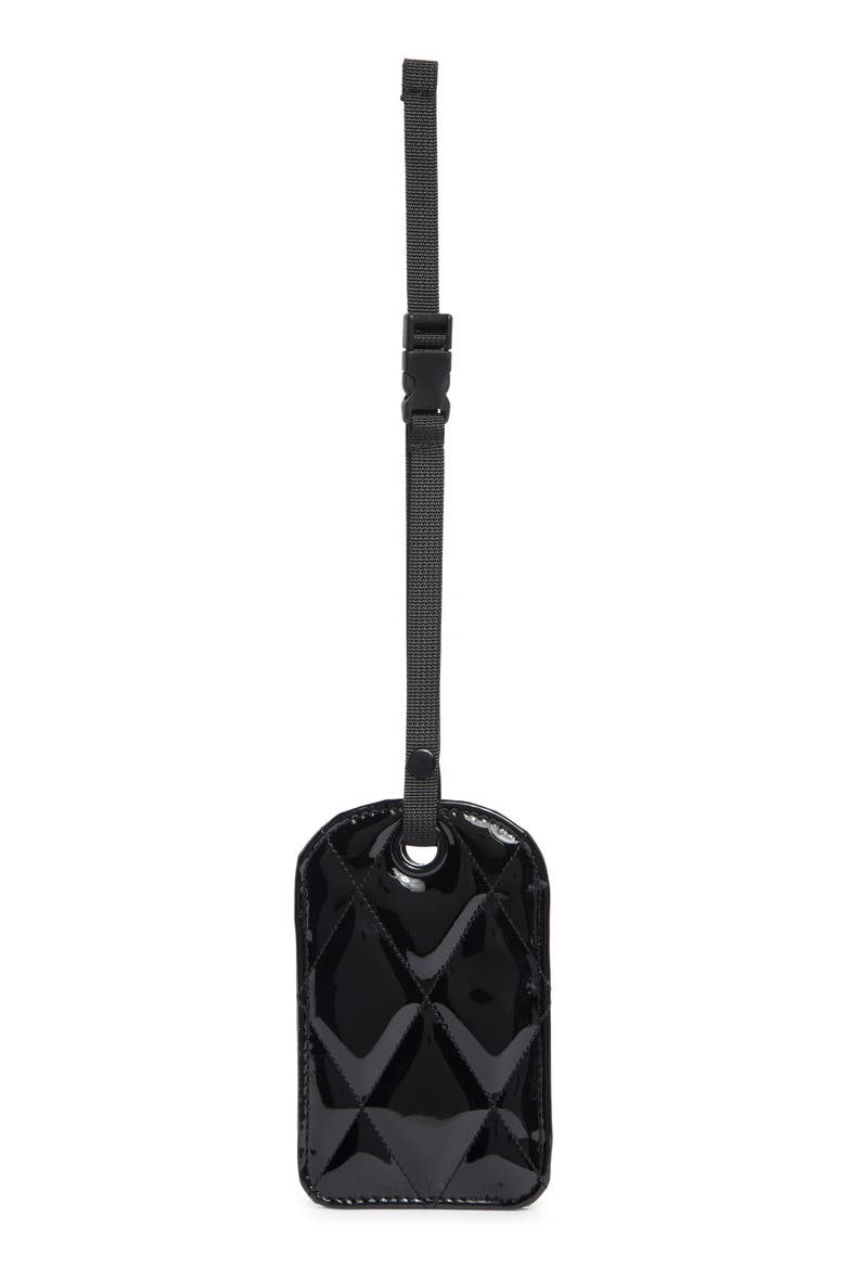 Taylor Quilted Faux Leather Luggage Tag, Main, color, BLACK