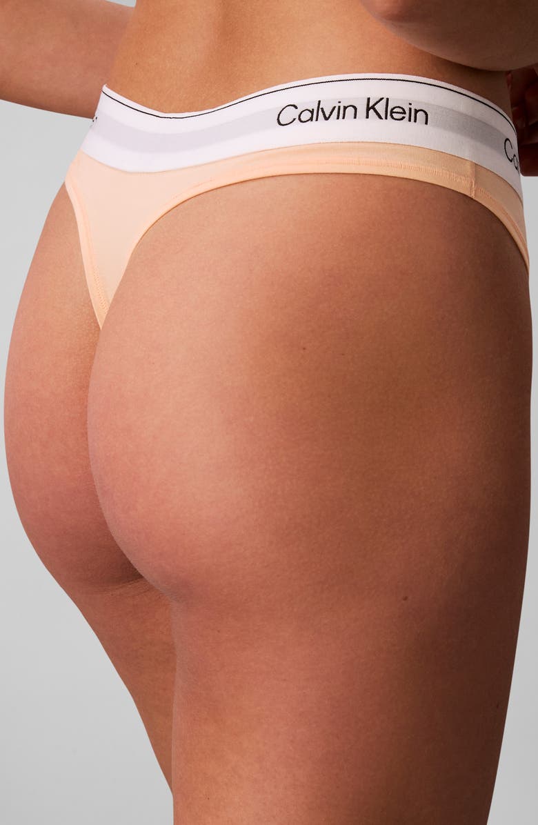 Calvin Klein Icon Cotton Blend Thong, Alternate, color, Peach Bliss