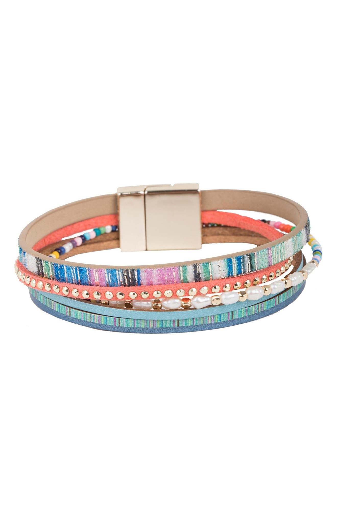 SAACHI Delicate Strand 3-4mm Freshwater Pearl Multi-Strand Magnetic Bracelet