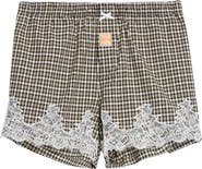 Martine Rose Lace Trim Check Stretch Cotton Boxer Shorts