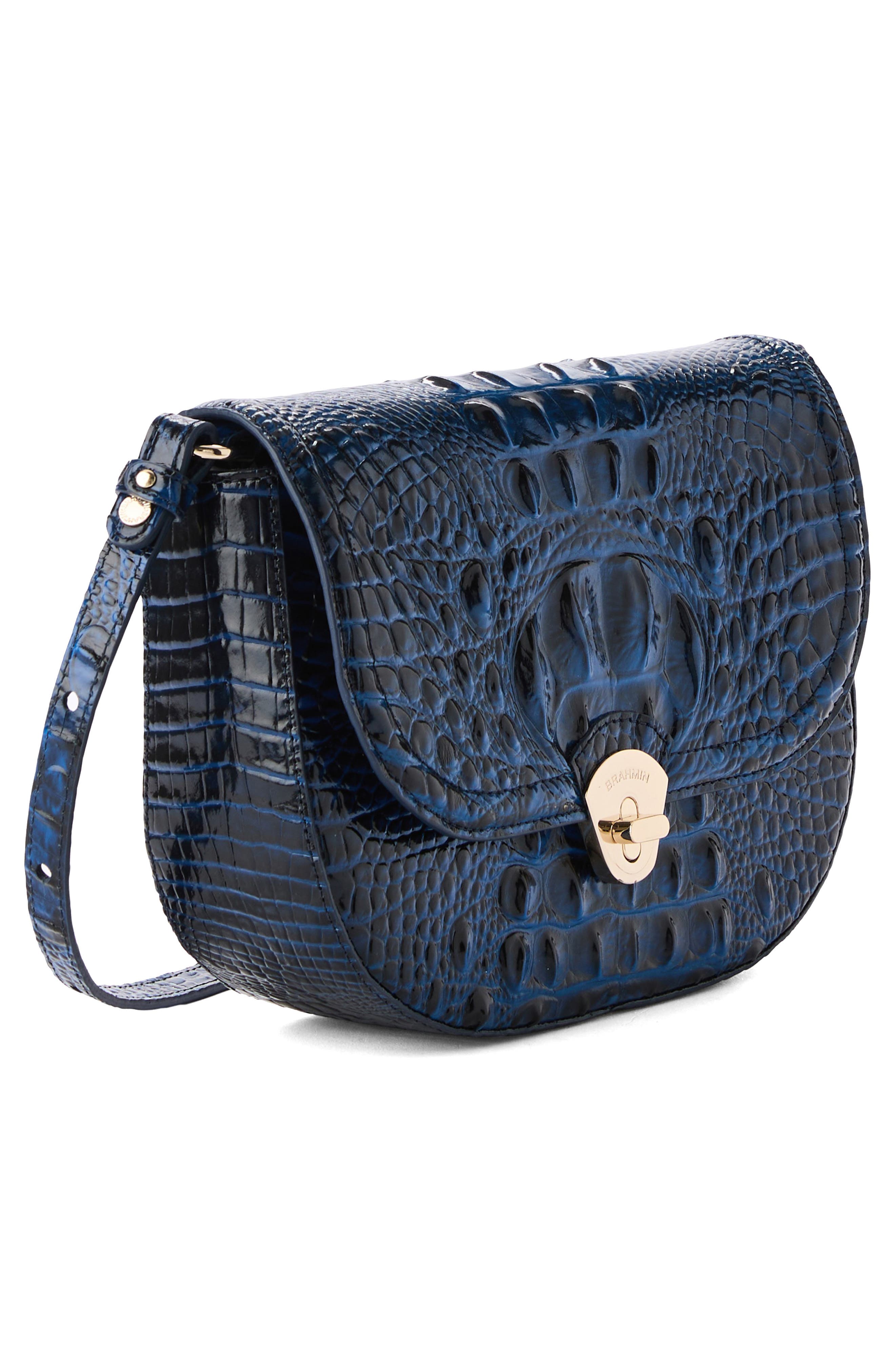 Portia Croc Embossed Leather Crossbody Bag, Alternate, color, ANCHOR