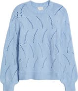 Caslon® Lofty Pointelle Stitch Crewneck Sweater