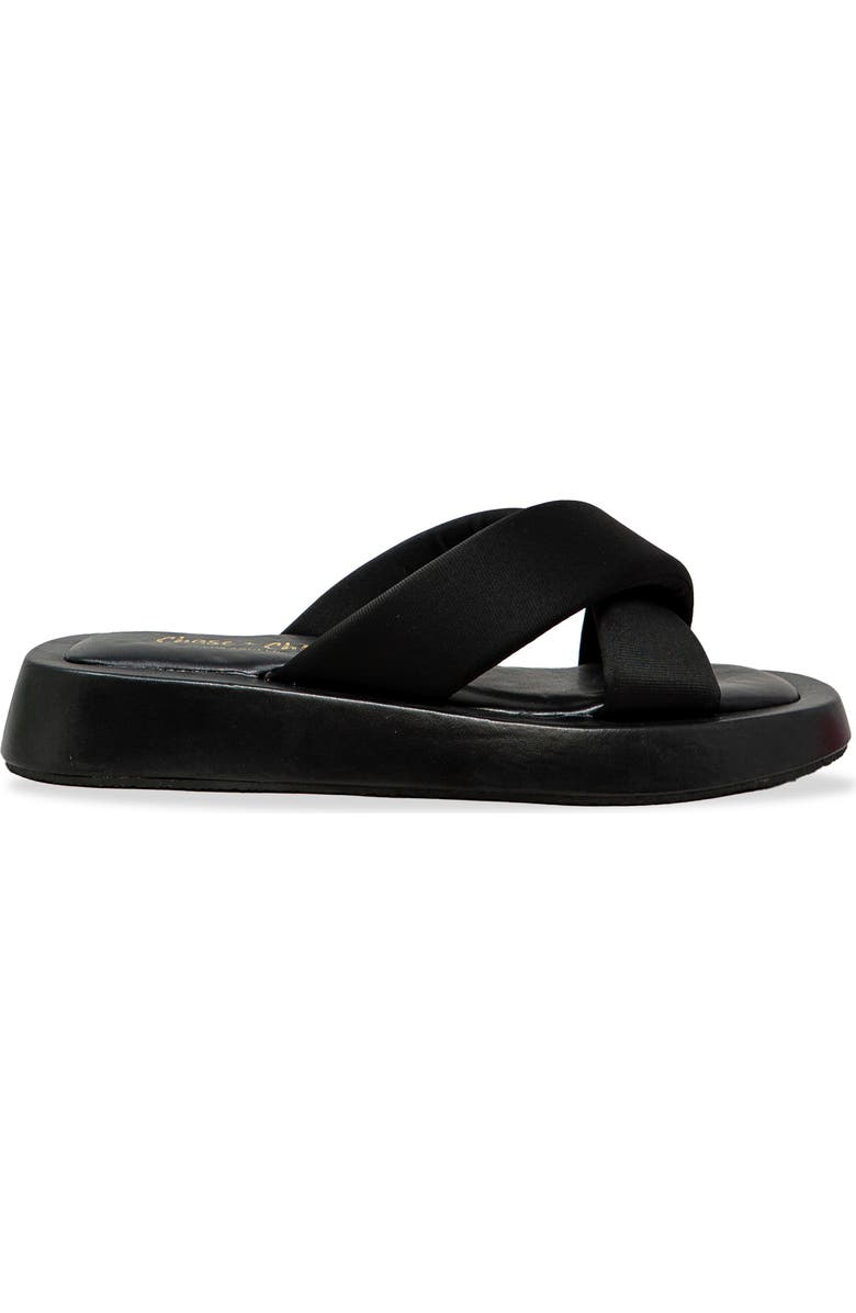 CHASE AND CHLOE Crossover Flatform Slide Sandal, Alternate, color,