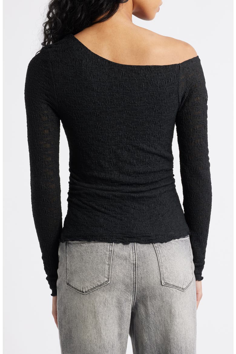 One-Shoulder Lace Top, Alternate, color, BLACK