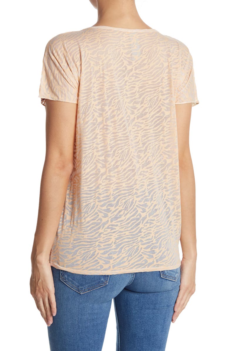 GO COUTURE Burnout Cap Sleeve Dolman T-Shirt, Alternate, color, Black Print 1