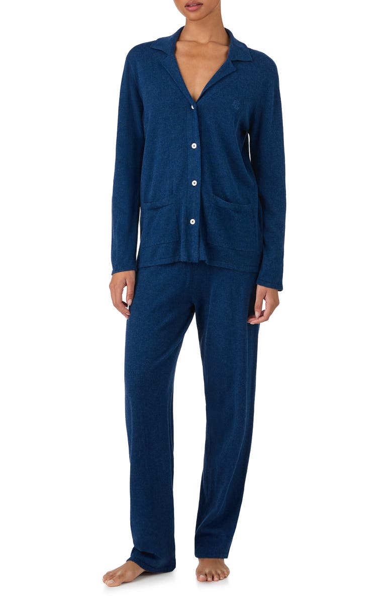 Lauren Ralph Lauren Cotton & Cashmere Pajamas, Main, color, Navy