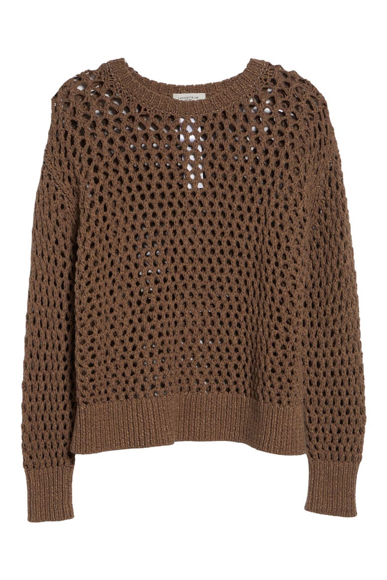 Hand Knit Cotton Open Stitch Sweater, Alternate, color, ROOT MULTI