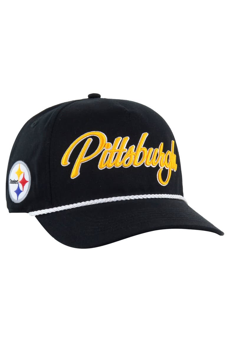 Men's '47 Black Pittsburgh Steelers Overhand Hitch Adjustable Hat, Main, color, Black