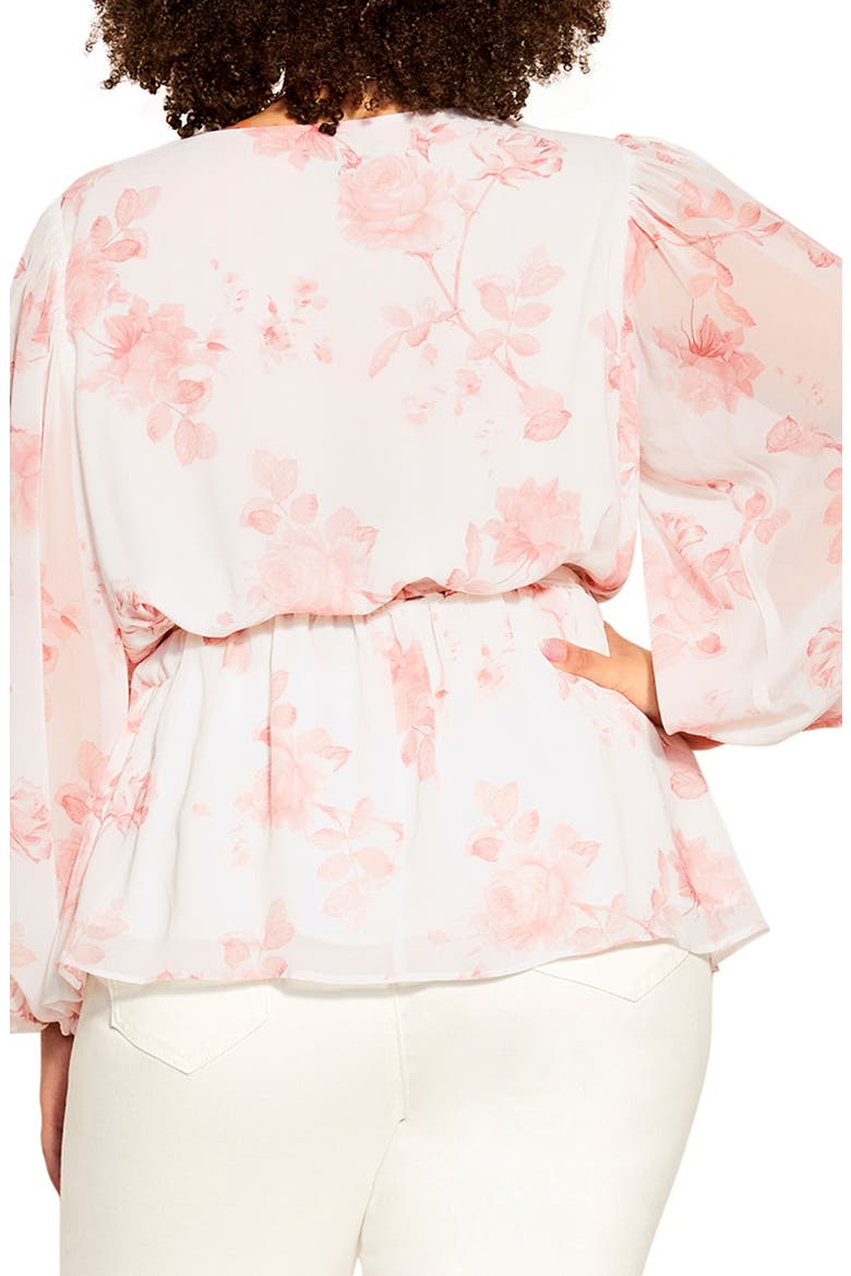 Rosie Floral Faux Wrap Top, Alternate, color, PINK DELICATE ROSE