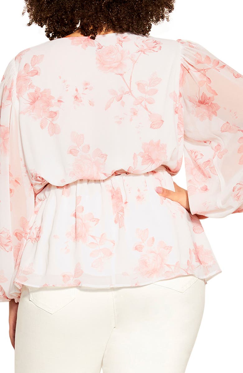 City Chic Rosie Floral Faux Wrap Top, Alternate, color,