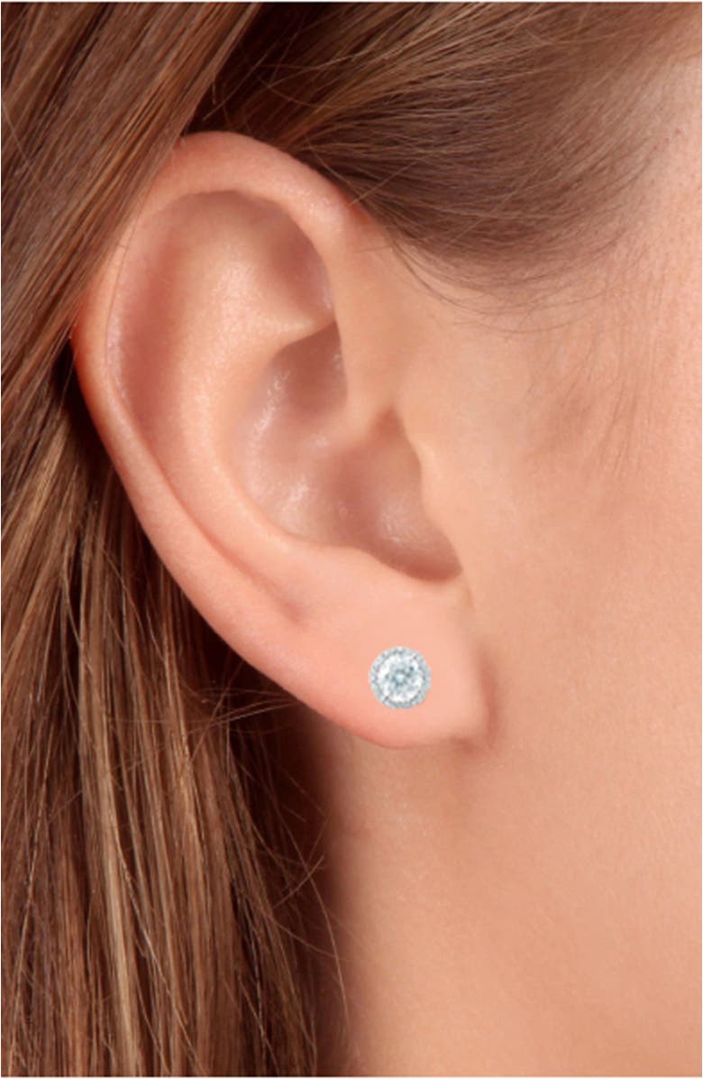 Bliss Diamond 1/2 Ct Halo Diamond Studs With Screw Backs Gold Lab Grown, Alternate, color, 10K White Gold