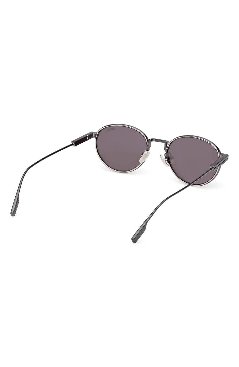 ZEGNA 52mm Oval Sunglasses, Alternate, color, Gunmetal/ Palladium Trim/ Grey