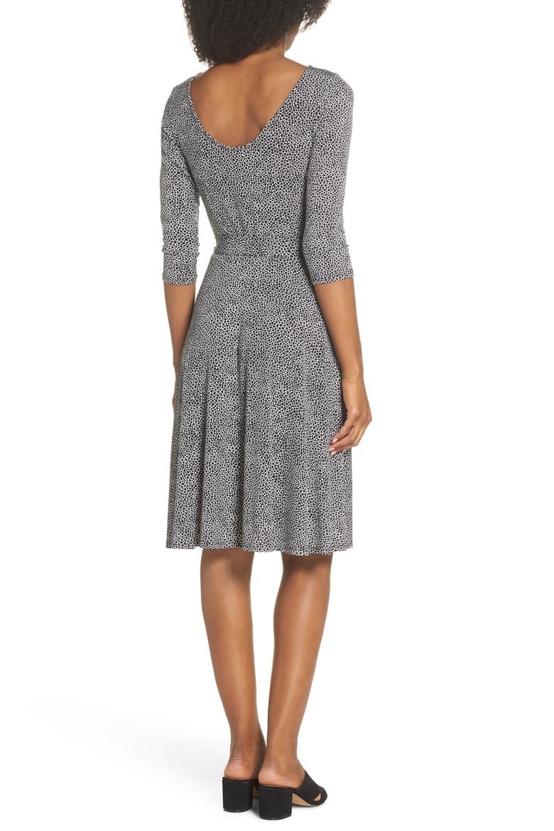 Belted Print Jersey A-Line Dress, Alternate, color, PEBBLE