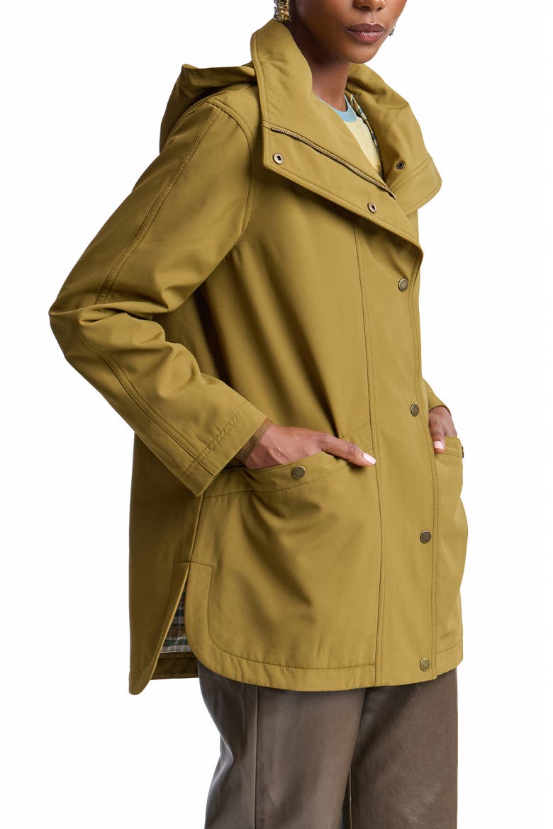 Funnel Neck Hood Rain Jacket, Alternate, color, MILITARY
