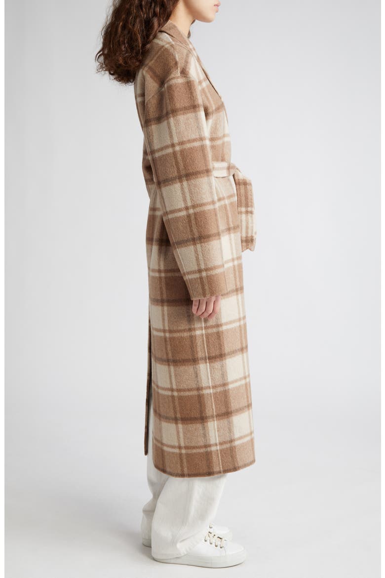 Plaid Wrap Coat, Alternate, color, NATURAL BEIGE MULTI