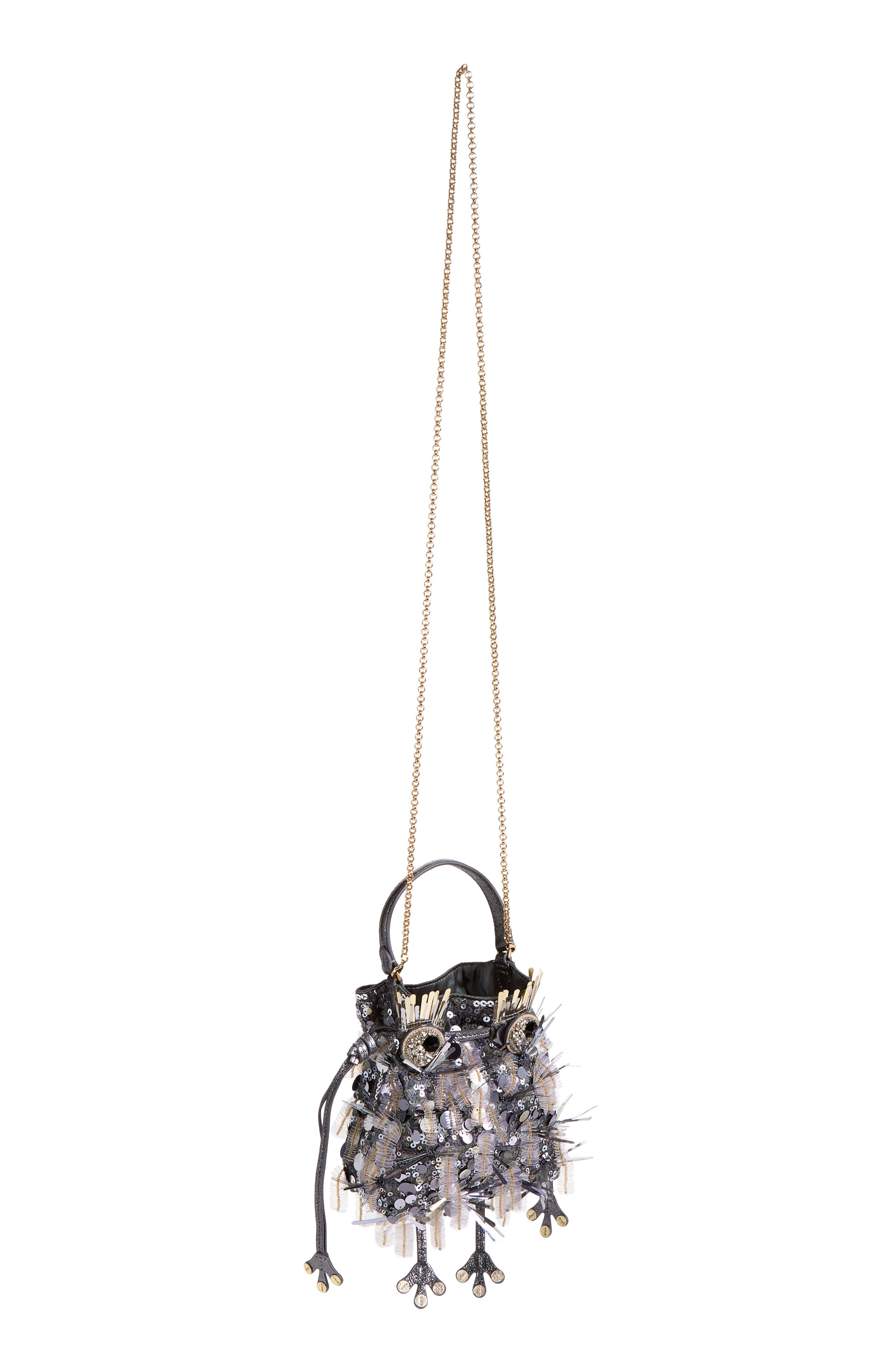 Creature Embellished Suede Crossbody Bag, Alternate, color, ANTHRACITE
