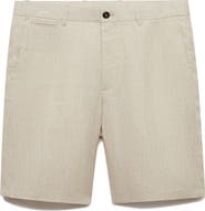 MANGO Slim Fit Linen Bermuda Shorts