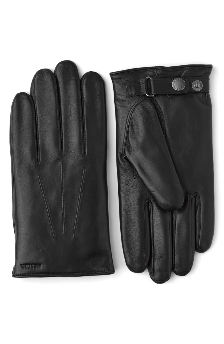 Hestra Nelson Hairsheep Leather Gloves, Main, color, Black