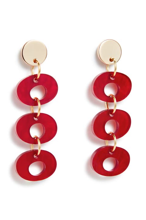 Hepworth Drop Earrings - Berry Red Pearl
