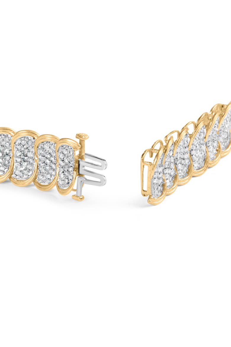 10k Yellow Gold 5.00 Cttw Diamond Oval Banded Link Bracelet   Inches, Alternate, color, Yellow
