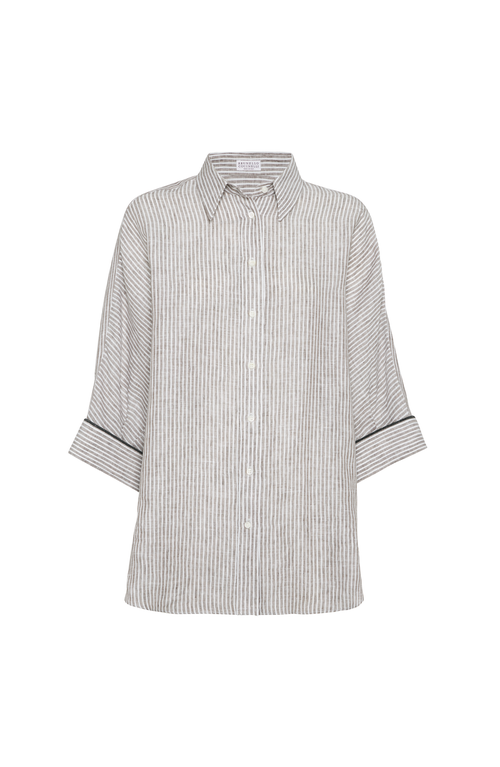 Brunello Cucinelli Linen Shirt In Gray