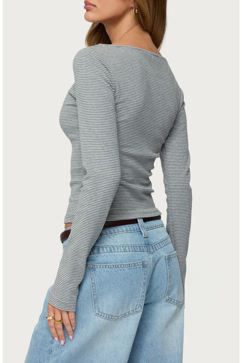 Loria Stripe Boat Neck Long Sleeve Top, Alternate, color, GRAY-MELANGE