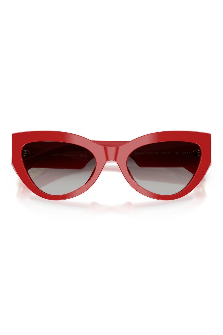 55mm Cat Eye Sunglasses, Main, color, FULL RED / GREY GRADIENT